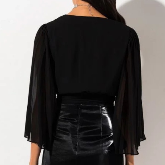 NWT Akira Tie Front Wrap Blouse - Picture 3 of 6